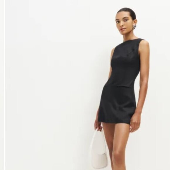 Reformation Citron Linen Dress Black - Size 12 - Picture 2 of 2